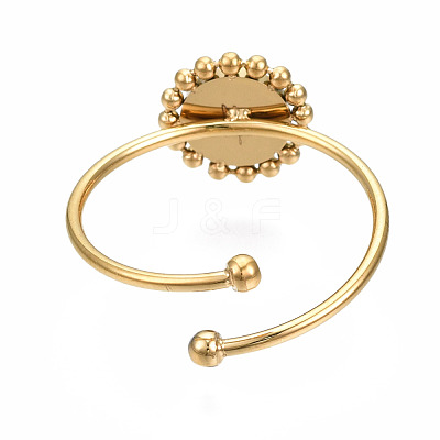 304 Stainless Steel Open Cuff Finger Ring Cabochon Settings STAS-T060-13G-1