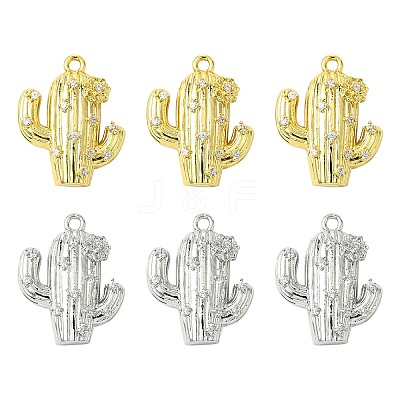 6Pcs 2 Colors Brass with Cubic Zirconia Pendants KK-CJ0003-52-1