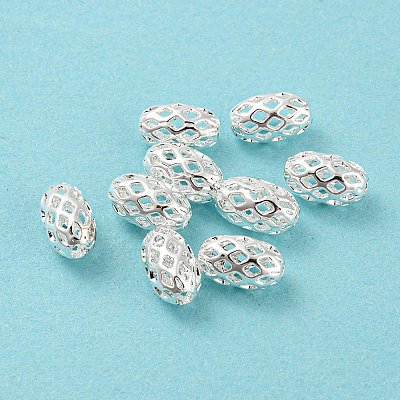 Brass Filigree Beads KK-H737-8x5mm-S-1