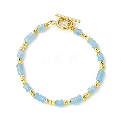 Dyed Natural White Jade & Brass Beaded Bracelets for Women BJEW-JB13678-1