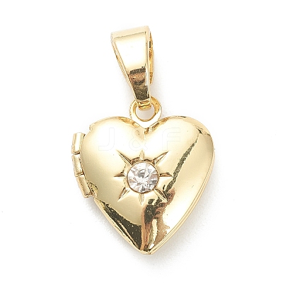 Brass Micro Pave Clear Cubic Zirconia Locket Pendants X-KK-P199-13G-1