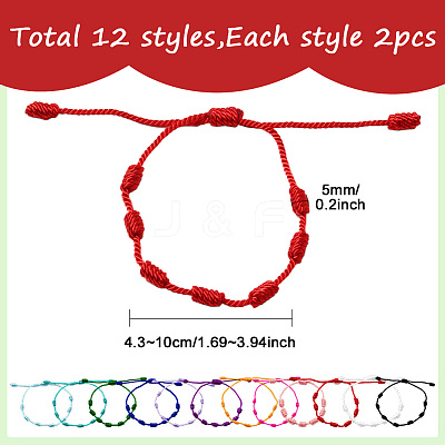 24Pcs 12 Colors Polyester Cord Braided Bracelets for Men Women BJEW-SP0001-14-1