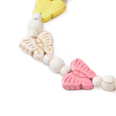 Butterfly Synthetic Turquoise Beads Stretch Bracelets for Women BJEW-JB12119-1