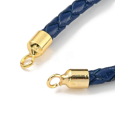 Leather Braided Cord Link Bracelets MAK-K022-01G-05-1