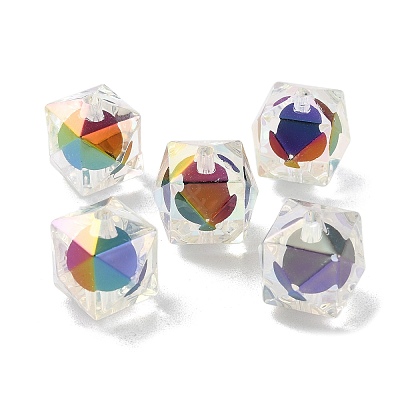UV Plating Rainbow Iridescent Acrylic Beads OACR-H112-20A-1