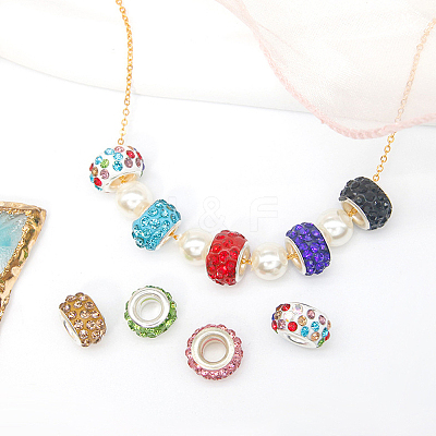 200Pcs 20 Colors Handmade Polymer Clay Rhinestone European Beads CPDL-PA0001-01A-1