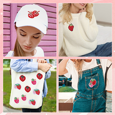 36Pcs 6 Styles Strawberry Computerized Embroidery Cloth Self Adhesive Patches PATC-FG0002-42-1