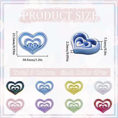 48Pcs 8 Colors Opaque Acrylic Beads OACR-SC0001-87-1