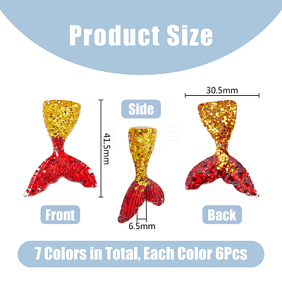 42Pcs 7 Colors Transparent Resin Cabochons RESI-DC0001-24-1