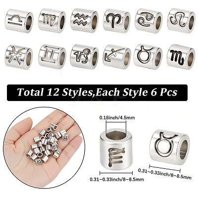 72Pcs 12 Styles Tibetan Style Zinc Alloy European Beads FIND-SC0022-49AS-1