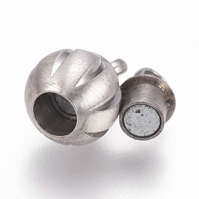 304 Stainless Steel Magnetic Clasps with Loops STAS-O114-083MP-1