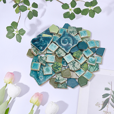 500G 4 Styles Mosaic Tiles Porcelain Cabochons DIY-SP0007-72-1