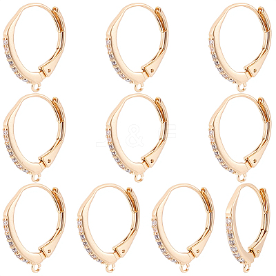 10Pcs Brass Cubic Zirconia Leverback Earring Findings KK-BBC0024-28-1