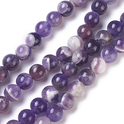 Natural Chevron Amethyst Beads Strands X1-G-I222-8mm-01-1