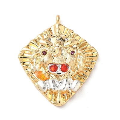 Brass Micro Pave Cubic Zirconia Enamel Pendants KK-L250-08G-06-1