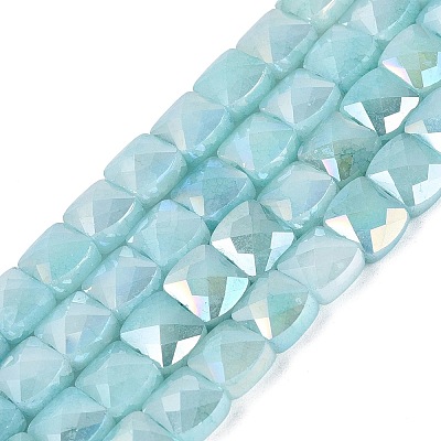 Electroplate Crackle Imitation Jade Glass Beads Strands EGLA-Q135-02A-A03-1