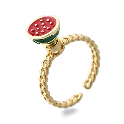 Brass Enamel Open Cuff Rings for Women RJEW-F179-08G-04-1