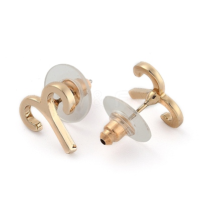 12 Constellation/Zodiac Sign Alloy Stud Earrings EJEW-B025-01G-G-1