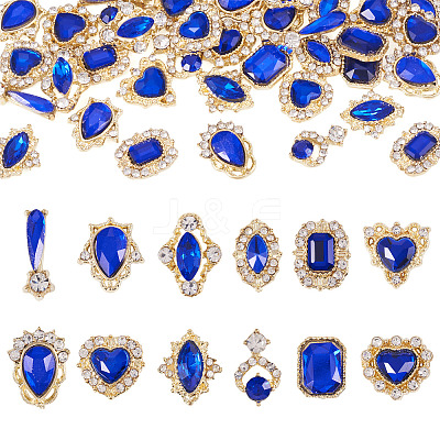 48Pcs 12 Styles Alloy Rhinestone Cabochons MRMJ-TA0001-45C-1