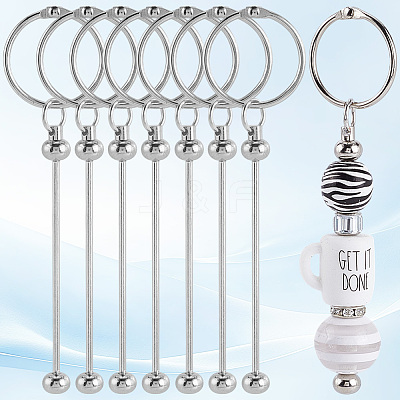 10Pcs Iron Bar Beadable Keychain Clasps AJEW-SC0003-89P-1