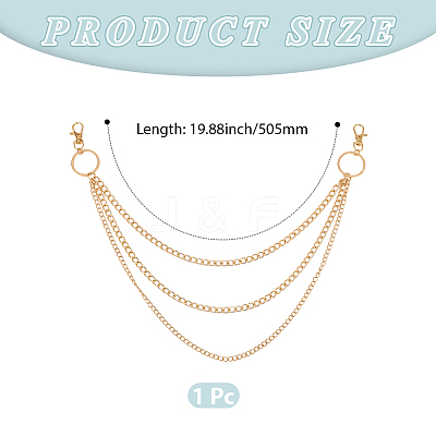 1Pc Alloy Twisted Chain 3 Layered Chain Belts for Women Men AJEW-CY0002-25G-1