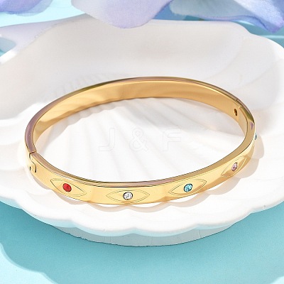 Eye 304 Stainless Steel Rhinestone Bangles for Women BJEW-Z092-09G-1