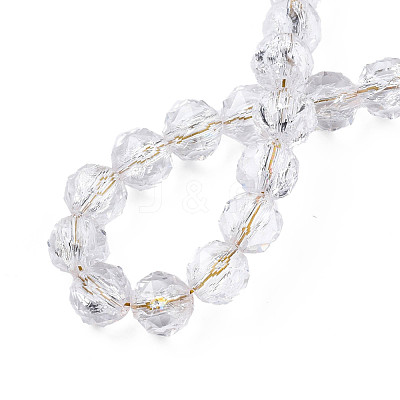 Transparent Crackle Glass Beads Strands GLAA-N051-02-1