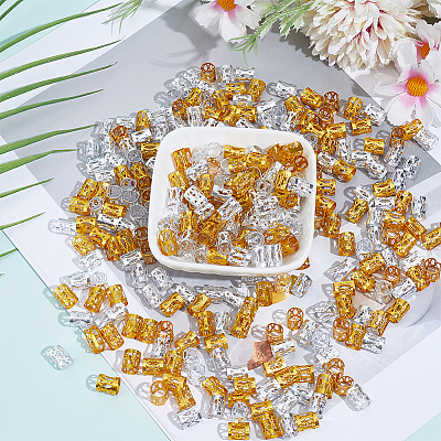300Pcs 2 Colors Aluminum Dreadlocks Beads Hair Decoration ALUM-PA0001-02-1