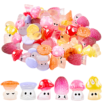 48Pcs 6 Styles Opaque Resin Cabochons RESI-CN0001-02-1