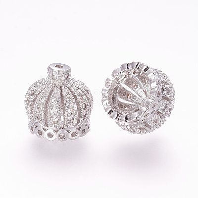 Brass Micro Pave Cubic Zirconia Beads ZIRC-G091-70P-1