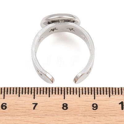 Hollow Star 304 Stainless Steel Open Cuff Ring Components STAS-F366-07C-P-1