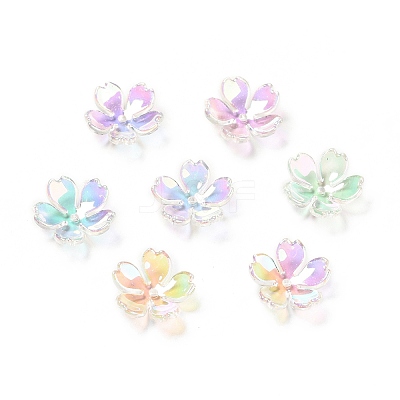 Transparent Acrylic Flower Bead Caps X-MACR-C009-13-1