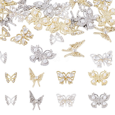 24Pcs 8 Styles Alloy Rhinestone Cabochons MRMJ-TA0001-49-1