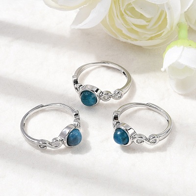 Natural Apatite Finger Rings RJEW-A084-04P-09-1