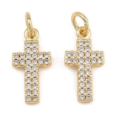 Brass Micro Pave Clear Cubic Zirconia Pendants CU-CBADC6C-05G-02-1