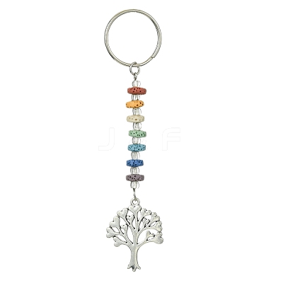 Chakra Natural Lava Rock & Alloy Tree of Life Pendant Keychain KEYC-JKC00644-01-1