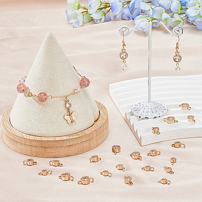 24Pcs 3 Styles Brass Pave Clear Cubic Zirconia Connector Charms KK-FH0006-33-1