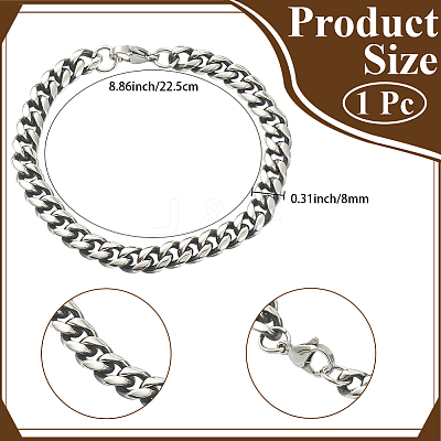 1Pc Men's 304 Stainless Steel Curb Link Chain Bracelets BJEW-DJ0001-82-1