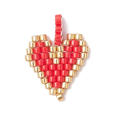 2Pcs 2 Styles Glass Seed Beaded Pendants PALLOY-MZ00883-03-1