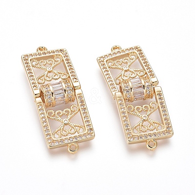 Brass Micro Pave Cubic Zirconia Links Connectors ZIRC-I032-21G-A-1