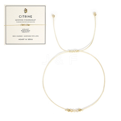 Natural Citrine Braided Beads Bracelets for Women LS-LU0568-6-1