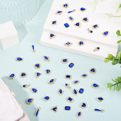 48Pcs 12 Styles Alloy Rhinestone Cabochons MRMJ-TA0001-45C-1