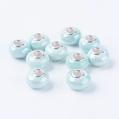 Rondelle Turquoise Handmade Porcelain Large Hole European Beads X-OPDL-G001-1-1
