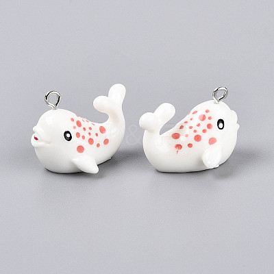 Sea Animal Theme Opaque Resin Pendants RESI-D071-04H-1