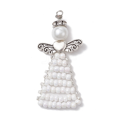 Glass Seed Beads Pendants PALLOY-MZ00381-02-1