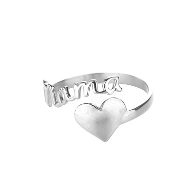 Mother's Day 201 Stainless Steel Cuff Open Rings WG9B31B-02-1
