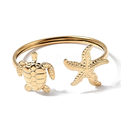 304 Stainless Steel Cuff Bangles BJEW-L719-03A-G-1