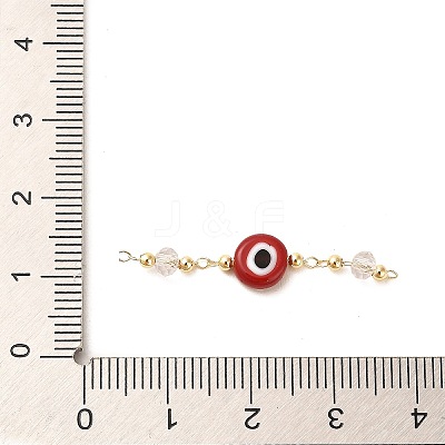 Handmade Evil Eye Lampwork with Glass Handmade Beaded Links Connectors KK-M266-09G-02-1