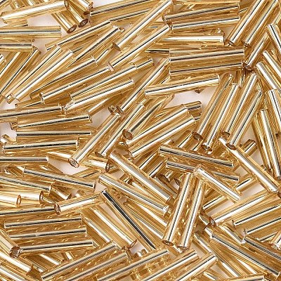 Silver Lined Transparent Glass Bugle Beads SEED-R028-2x15-B01-1