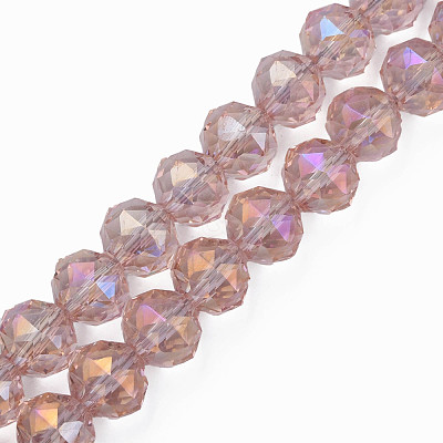 Electroplate Transparent Glass Beads Strands EGLA-N002-34B-C02-1